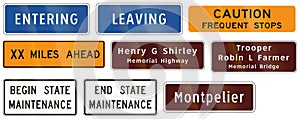 Road signs used in the US state of Virginia