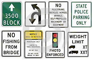 Road signs used in the US state of Virginia