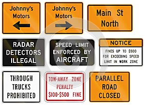 Road signs used in the US state of Virginia
