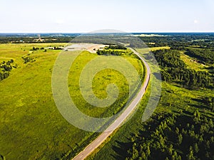 Road in the Smolensk region, aerial view