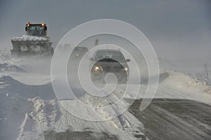 Road in snow storm