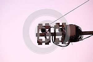 Road speed control camera on the road pole close up