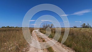 Road in the steppes of the Kinburn Spit, Ukraine