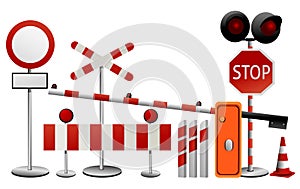 Road stop signs and barriers