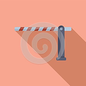 Road striped barrier icon flat vector. Sign caution