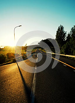 Road in the summer during the evening