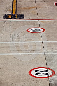 Road symbol on runway airport