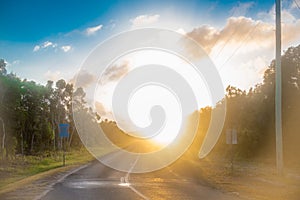 Road taken nearby Brisbane city in Queensland, Australia. Australia is a continent located in the south part of the earth In summe