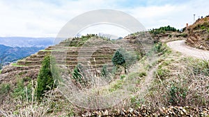 road on terraced hills in Dazhai country