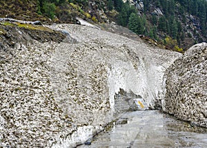 Road though white rocks in Naran Kaghan valley, Pakistan photo