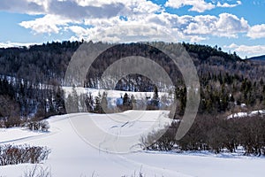 a road threw the snow in Saint-Jean-de-Mata