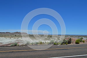 Road thru Petrified National Forest Sandy Desert Crusty Surface Road