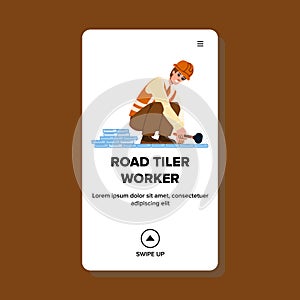 road tiler worker vector