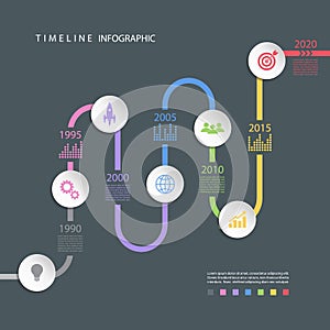 Road timeline infographic design template with color icons.