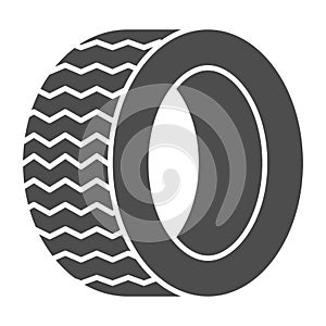 Road tire solid icon. Auto wheel vector illustration isolated on white. Car part glyph style design, designed for web