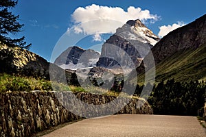 Road to Alpien mountain Granta Parey in Aosta Valley