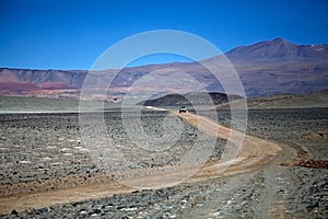 The road to Antofalla volcano at the Puna de Atacama, Argentina photo