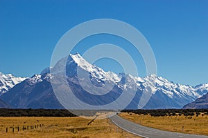 Road to Aoraki National Park, New Zealand