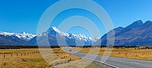 Road to Aoraki National Park, New Zealand