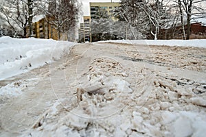 Road to the area of multi-storey buildings