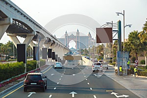 Road to Atlantis hotel in Dubai, UAE