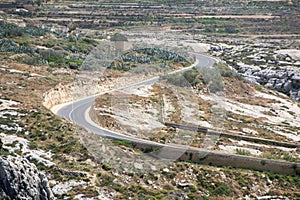 Road to Azure Window at Gozo Island, Malta.