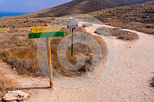 Road to a beach in the Playa de los Muertos in the natural park of Cabo de Gata in Spain
