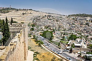 Road to Bethlehem and Silwan village in East Jerusalem