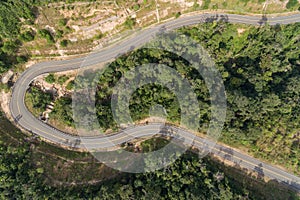 Road to Bokor in Kampot Cambodia , Bokor national park cambodia Aerial drone Photo