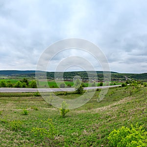 Road to bridge thrue Dnister river photo