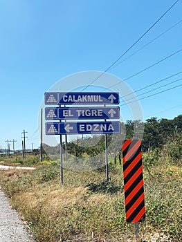 Road to Calakmul, El Tigre and Edzna ancient mayan ruins in Yucatan peninsula Mexico photo