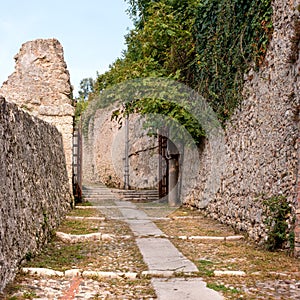 The road to the castle of Conegliano. Conegliano, Veneto, Italy.