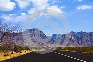 Road to Chisos Mountains, Big Bend National Park, Texas, USA,