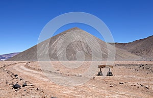 The road to Cone of Antofalla at the Salar of Antofalla at the Puna de Atacama, Argentina photo