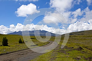 The road to Cotopaxi Volcano Summit in Ecuador photo