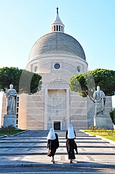 Road to curch, two nuns on their way to church