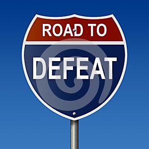 Road to Defeat sign