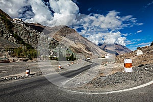 Road to Diskit gompa Tibetan Buddhist monastery, Ladakh