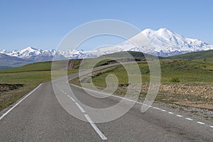 Road to Elbrus on a sunny summer day. Kabardino-Balkaria photo