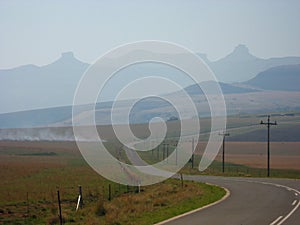 The road to the Ernie Els golf resort in the Drakensberg.