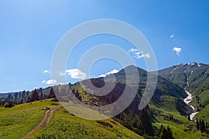 Road to Furmanovka peak among magnificent landscapes, Almaty, Kazakhstan