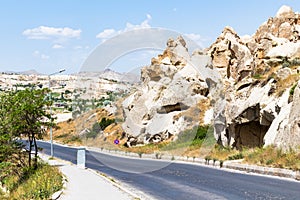 road to Goreme town in Cappadocia in spring