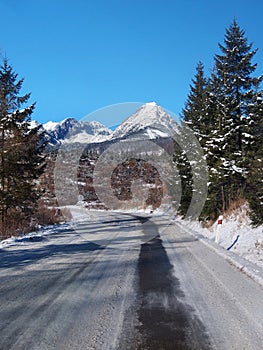 Road to High Tatras in winter