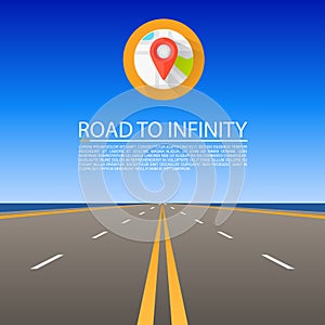Road to infinity, Road vector highway, Vector illustration, Road sky background.