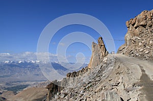 The road to Khardung La pass in Ladakh (India) photo