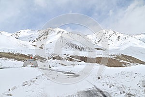 Road to Khunjerab Pass Border Between Pakistan and China During Winter