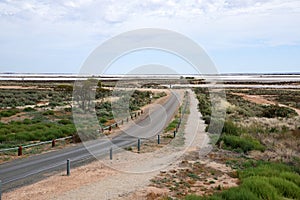 Road to lake tyrrell is a shallow, salt-crusted depression in the Mallee district of north-west Victoria, Australia.