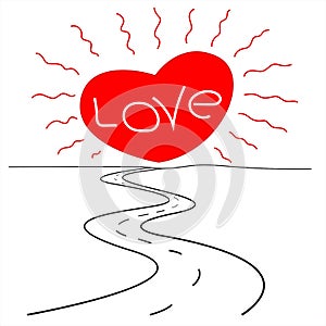 Road to love romantic conceptual pattern vector design.