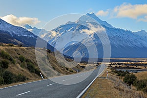 The road to Mount Cook, New Zealand