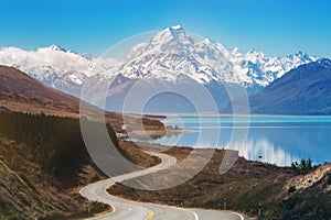 Road to Mount Cook, New Zealand photo